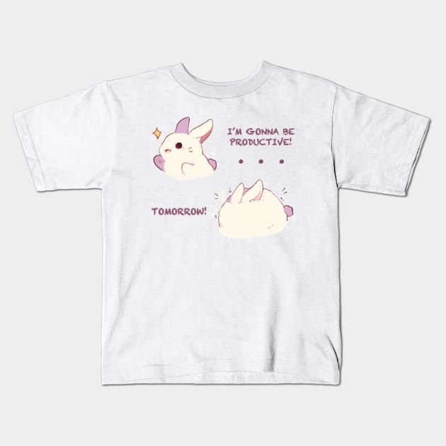 Productive Bunny Kids T-Shirt by Cremechii